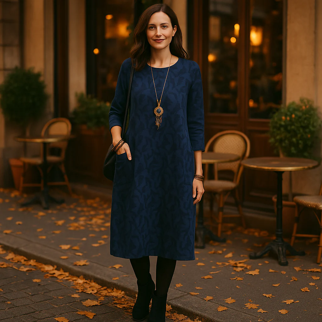 Parisfemme - Robe imprimée - Manches longues - Poches pratiques - Image 4