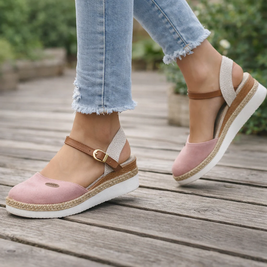 Sandales Compensées | Espadrille, Coupe Large | Plateforme Basse Confortable - Image 2