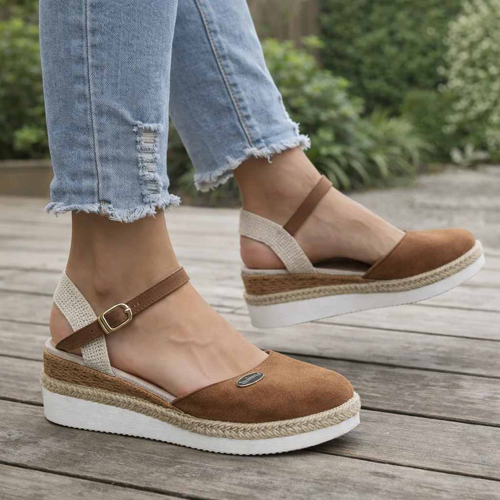 Sandales Compensées | Espadrille, Coupe Large | Plateforme Basse Confortable - Image 3