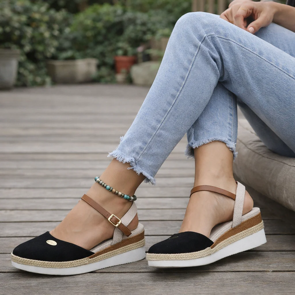 Sandales Compensées | Espadrille, Coupe Large | Plateforme Basse Confortable - Image 4