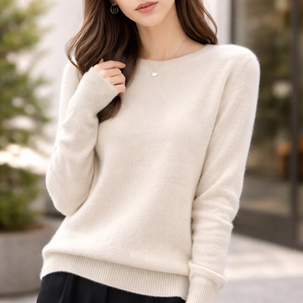 Pull Femme Cachemire | Col Rond | Tricot Léger Doux - Image 3