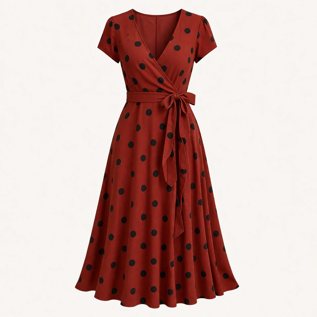 Robe Midi Femme | Pois, Lien Taille | Style Fluide Décontracté - Image 7