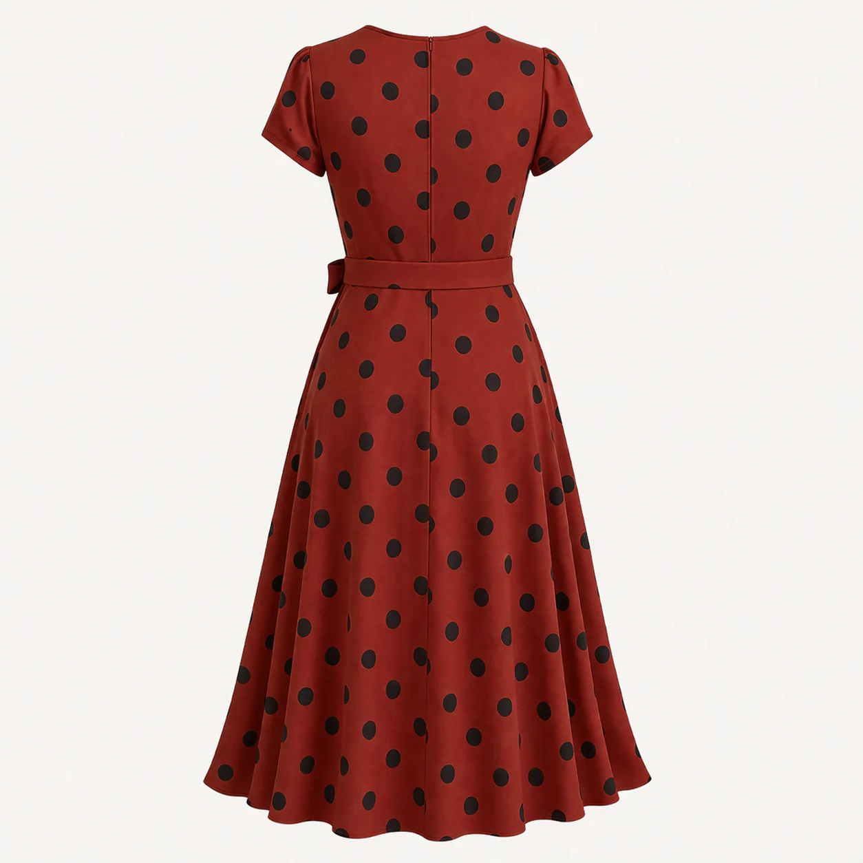 Robe Midi Femme | Pois, Lien Taille | Style Fluide Décontracté - Image 8