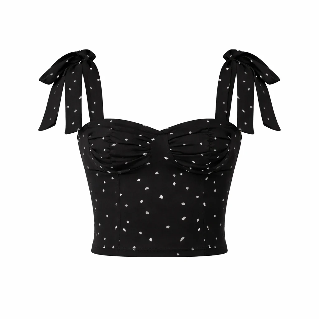 Haut pour femme | Chemisier à pois, tissu léger | Noir - Image 6