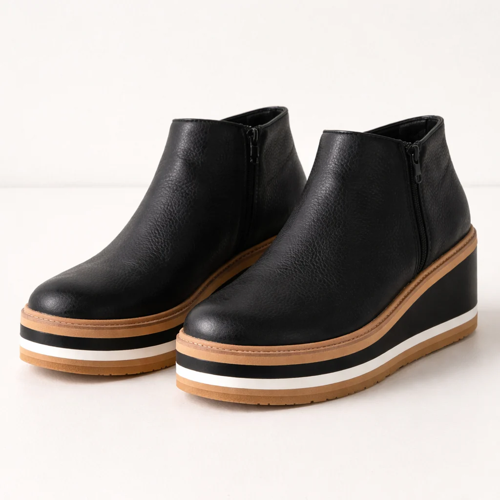 Bottines Femme | Compensée Plateforme | Fermeture Latérale, Cuir Synthétique - Image 6
