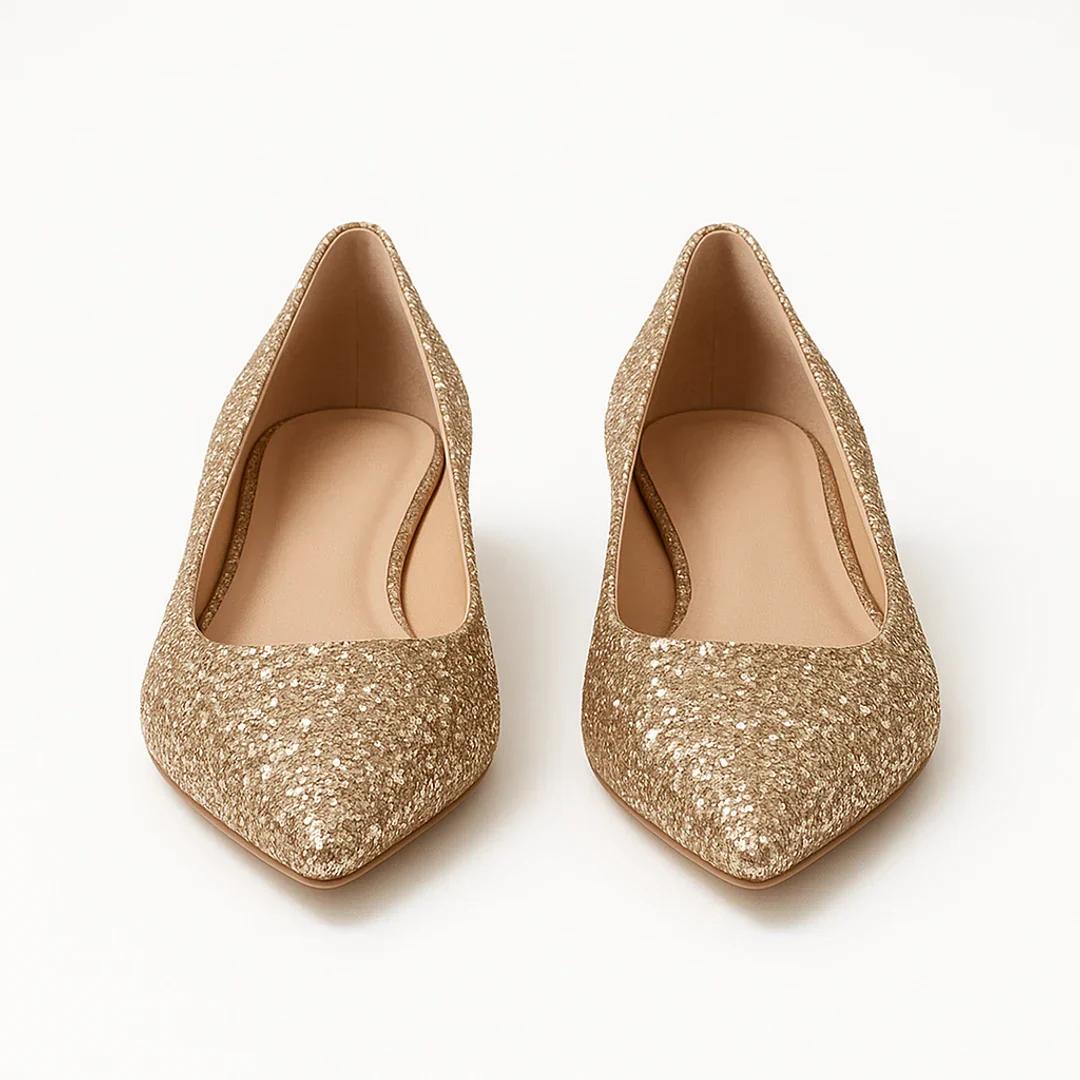 Ballerines pour femmes | Paillettes | Chaussures de soirée à talon bas - Image 4
