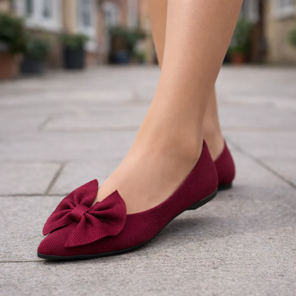Ballerines pour femmes | Détail nœud | Glissière confortable décontractée