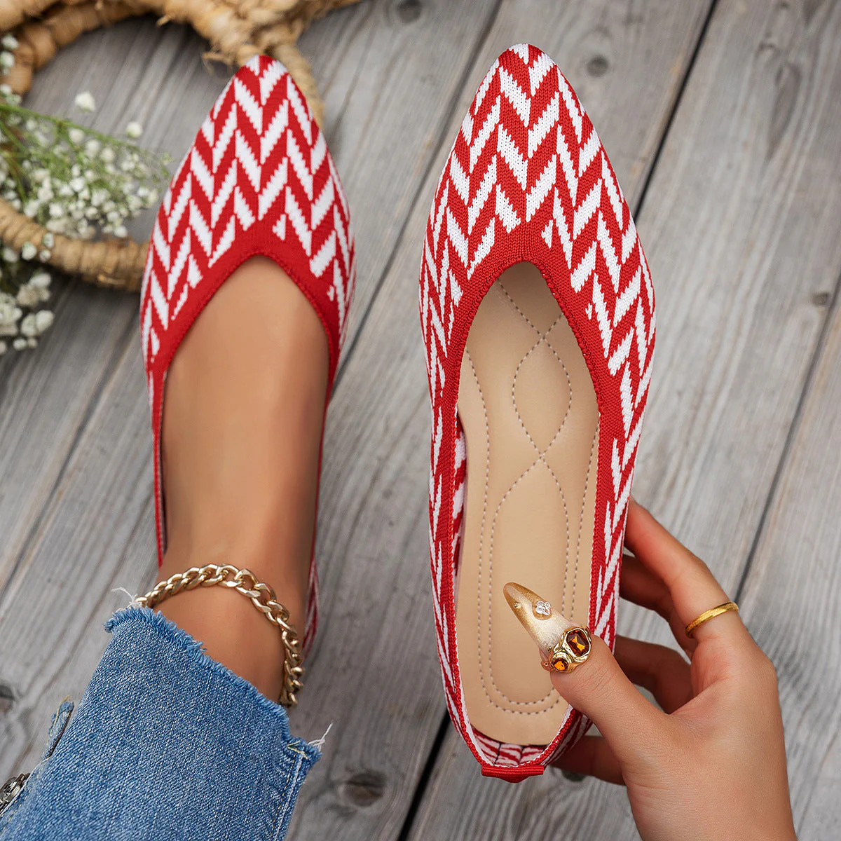 Ballerines pour Femmes | Motif Zigzag, Semelle Souple | Confort Quotidien - Image 5