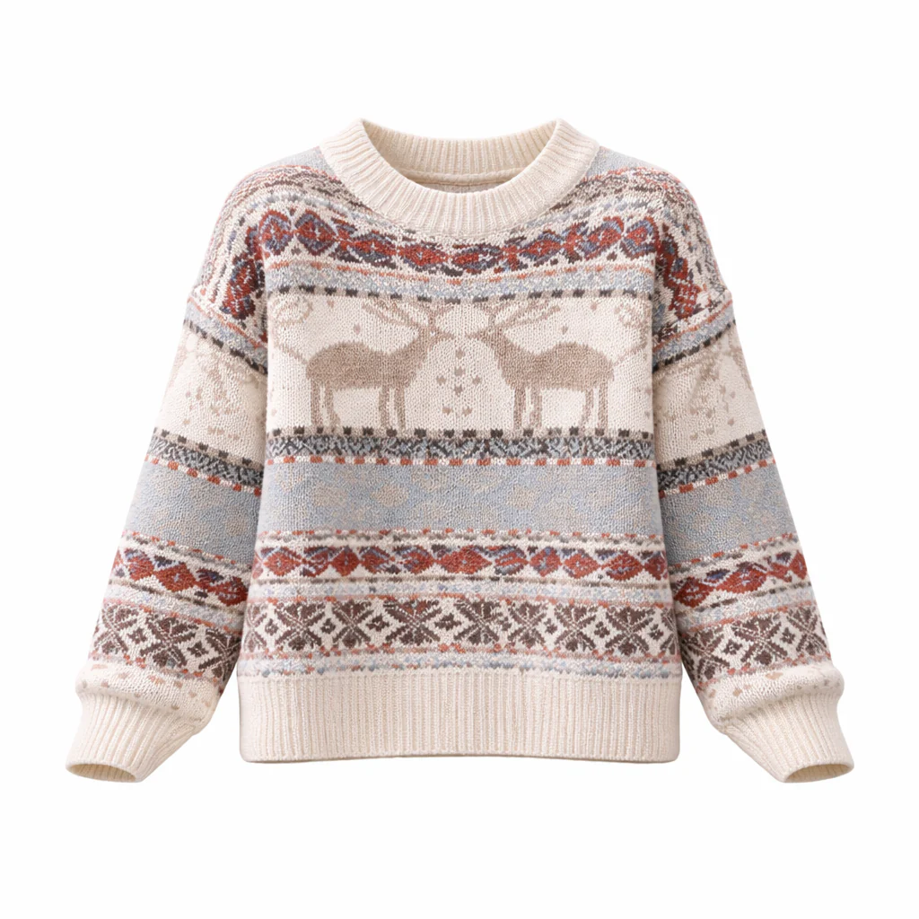 Pull Femme Noël | Design Renne | Tricot Douillet Hiver - Image 4