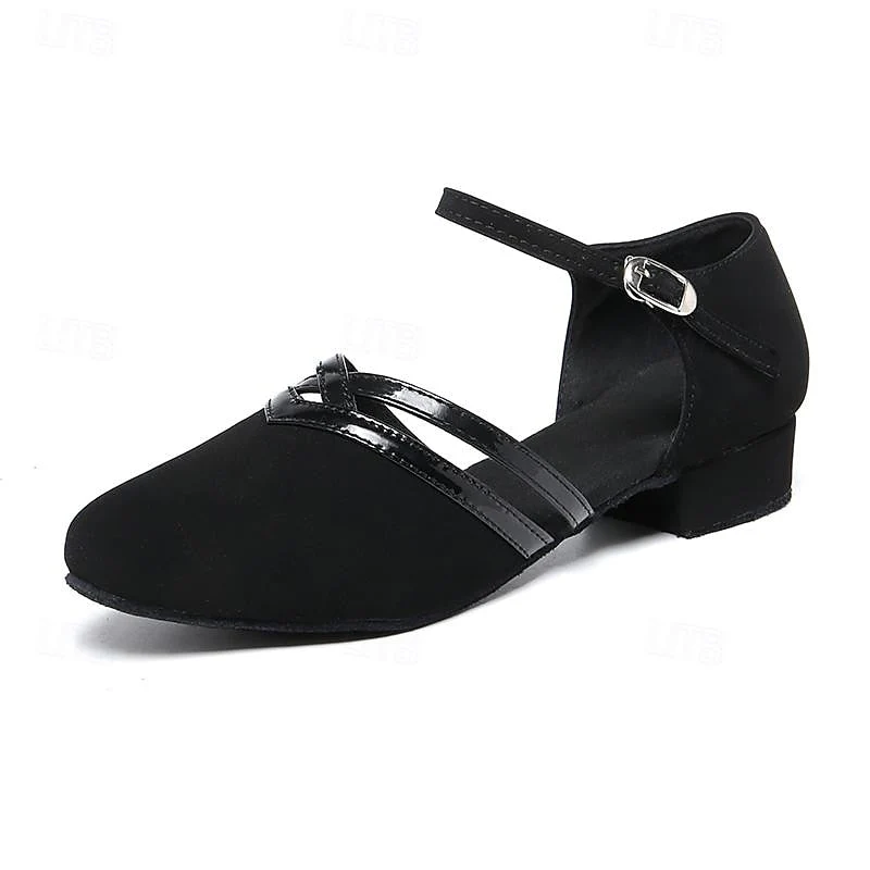 Chaussures de Danse Femme | Noir Suède, Lanière Cheville | Semelle Plate - Image 6