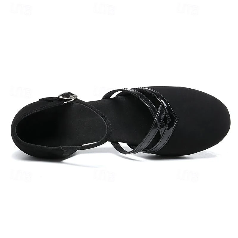 Chaussures de Danse Femme | Noir Suède, Lanière Cheville | Semelle Plate - Image 7