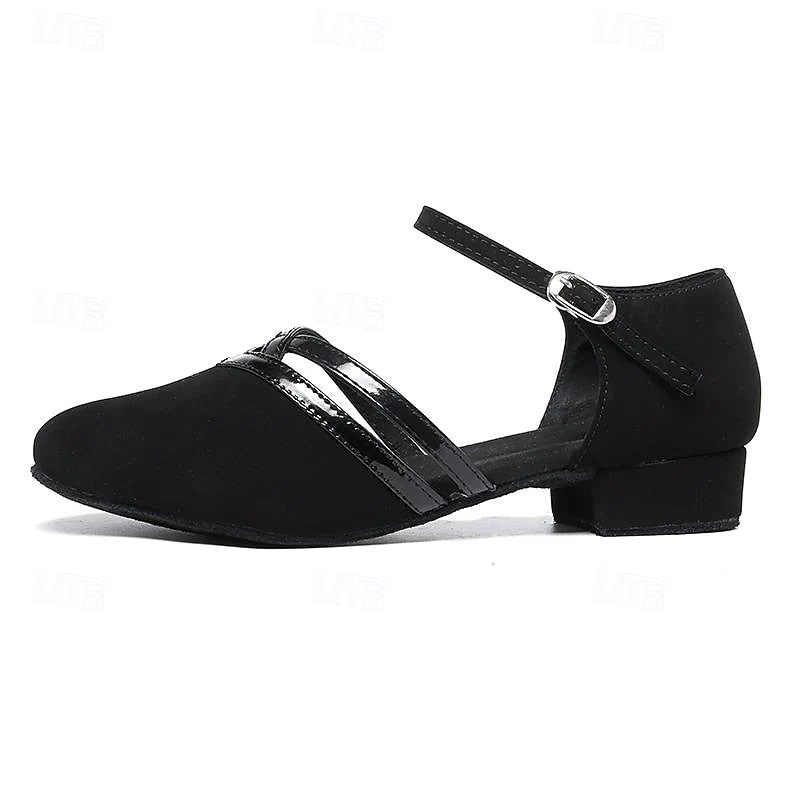 Chaussures de Danse Femme | Noir Suède, Lanière Cheville | Semelle Plate - Image 8