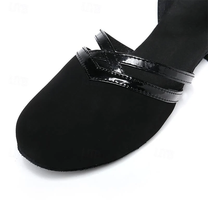 Chaussures de Danse Femme | Noir Suède, Lanière Cheville | Semelle Plate - Image 9