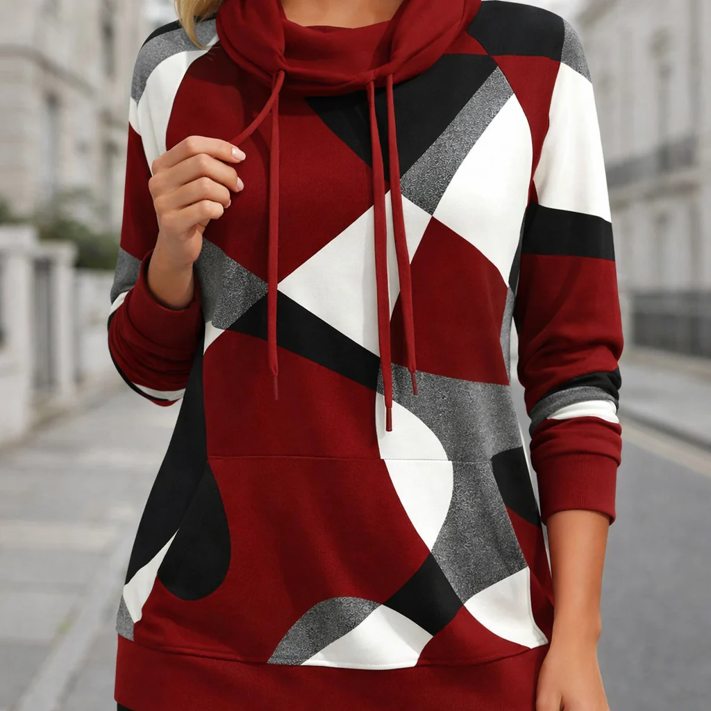 Sweat à capuche femme | Imprimé géométrique | Style décontracté