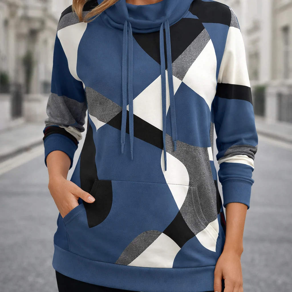 Sweat à capuche femme | Imprimé géométrique | Style décontracté - Image 2
