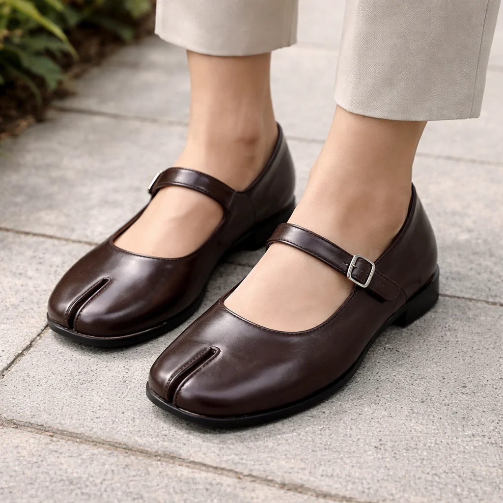 Ballerines Mary Jane pour femmes | Cuir à bout fendu | Confort minimaliste