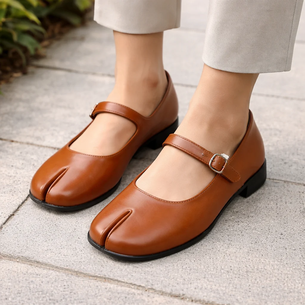 Ballerines Mary Jane pour femmes | Cuir à bout fendu | Confort minimaliste - Image 2