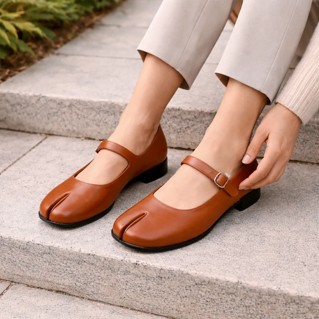 Ballerines Mary Jane pour femmes | Cuir à bout fendu | Confort minimaliste - Image 4