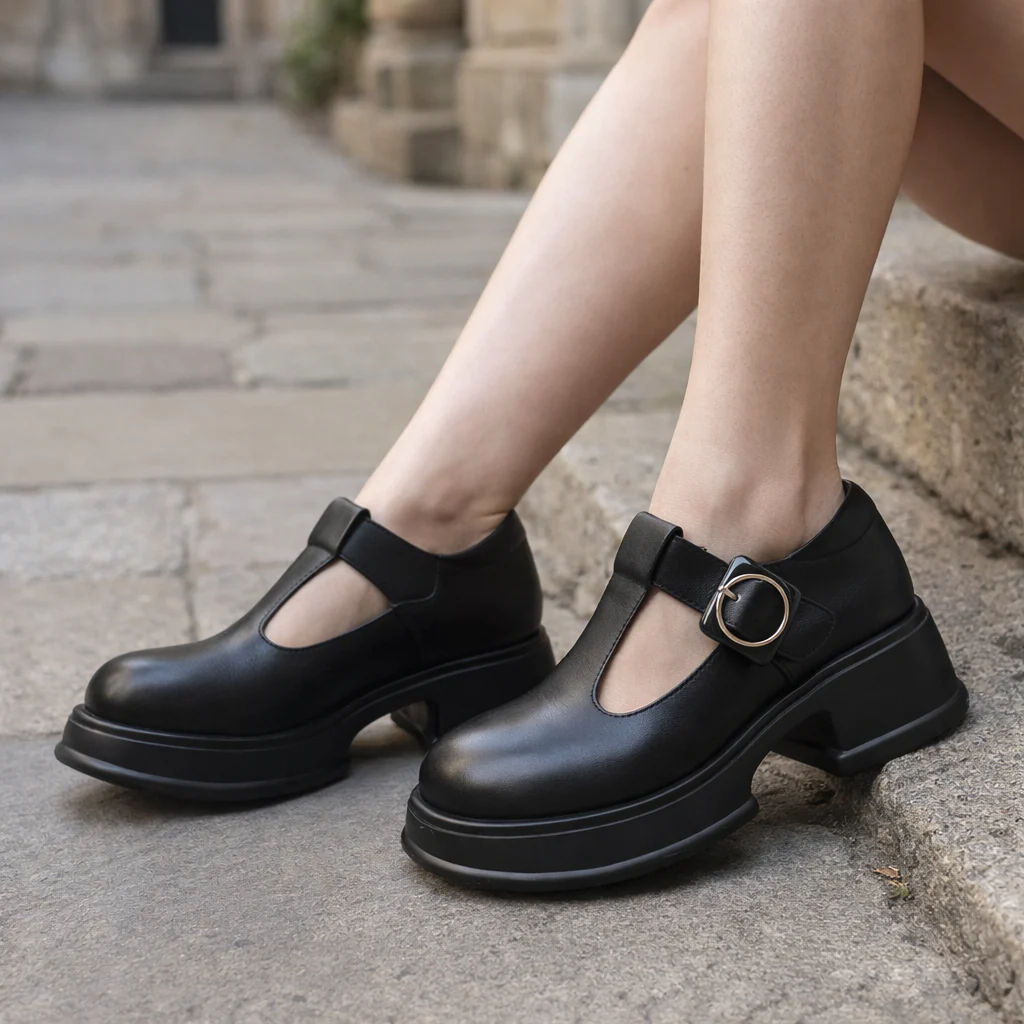 Chaussures Mary Jane pour femmes | Talon bloc plateforme, boucle cuir - Image 3