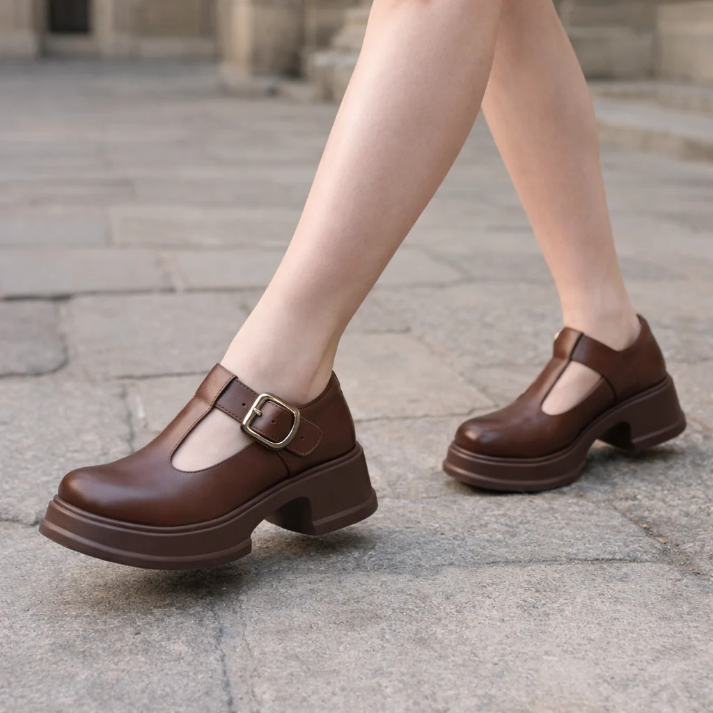Chaussures Mary Jane pour femmes | Talon bloc plateforme, boucle cuir - Image 4