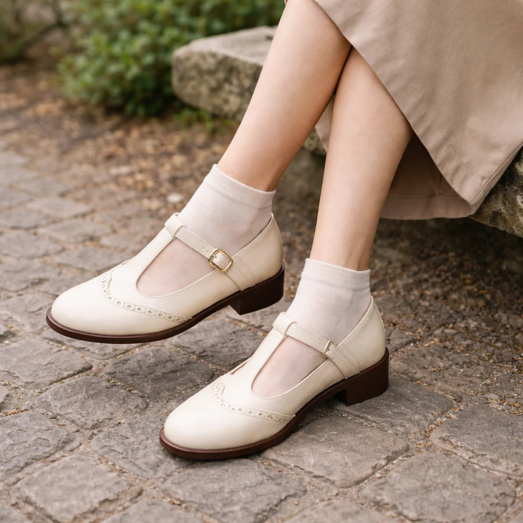 Chaussures Mary Jane pour femmes | T-Strap, talon bas | Détail Brogue - Image 4