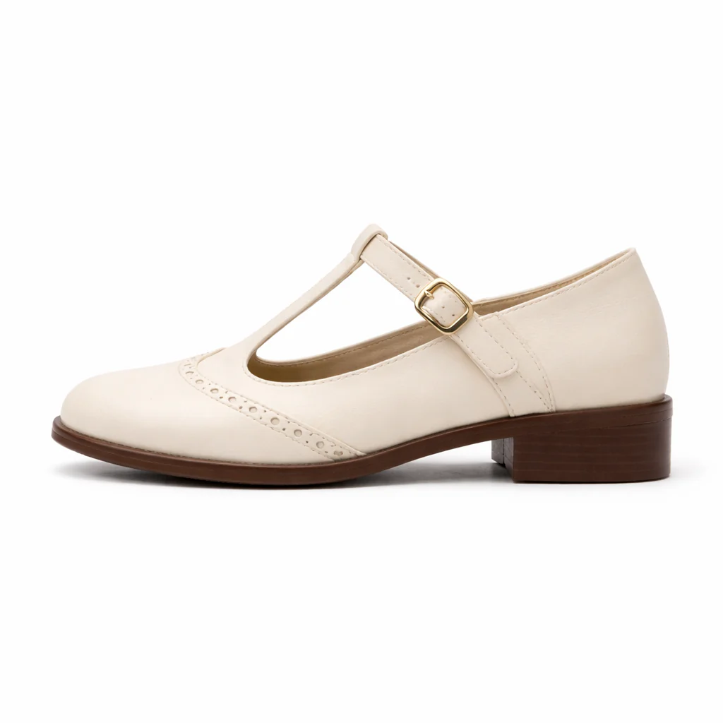 Chaussures Mary Jane pour femmes | T-Strap, talon bas | Détail Brogue - Image 6