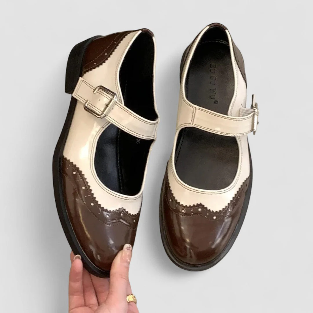 Chaussures Mary Jane pour femmes | Bicolore | Bride ajustable, Brogue vintage - Image 4