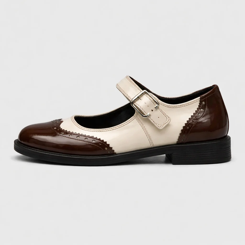 Chaussures Mary Jane pour femmes | Bicolore | Bride ajustable, Brogue vintage - Image 5