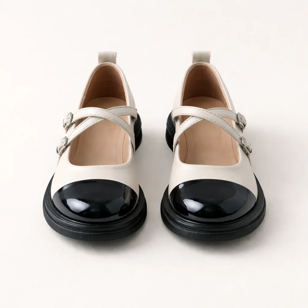 Chaussures Mary Jane pour Femmes | Ballerines Bicolores, Double Bride | Bout Verni - Image 4