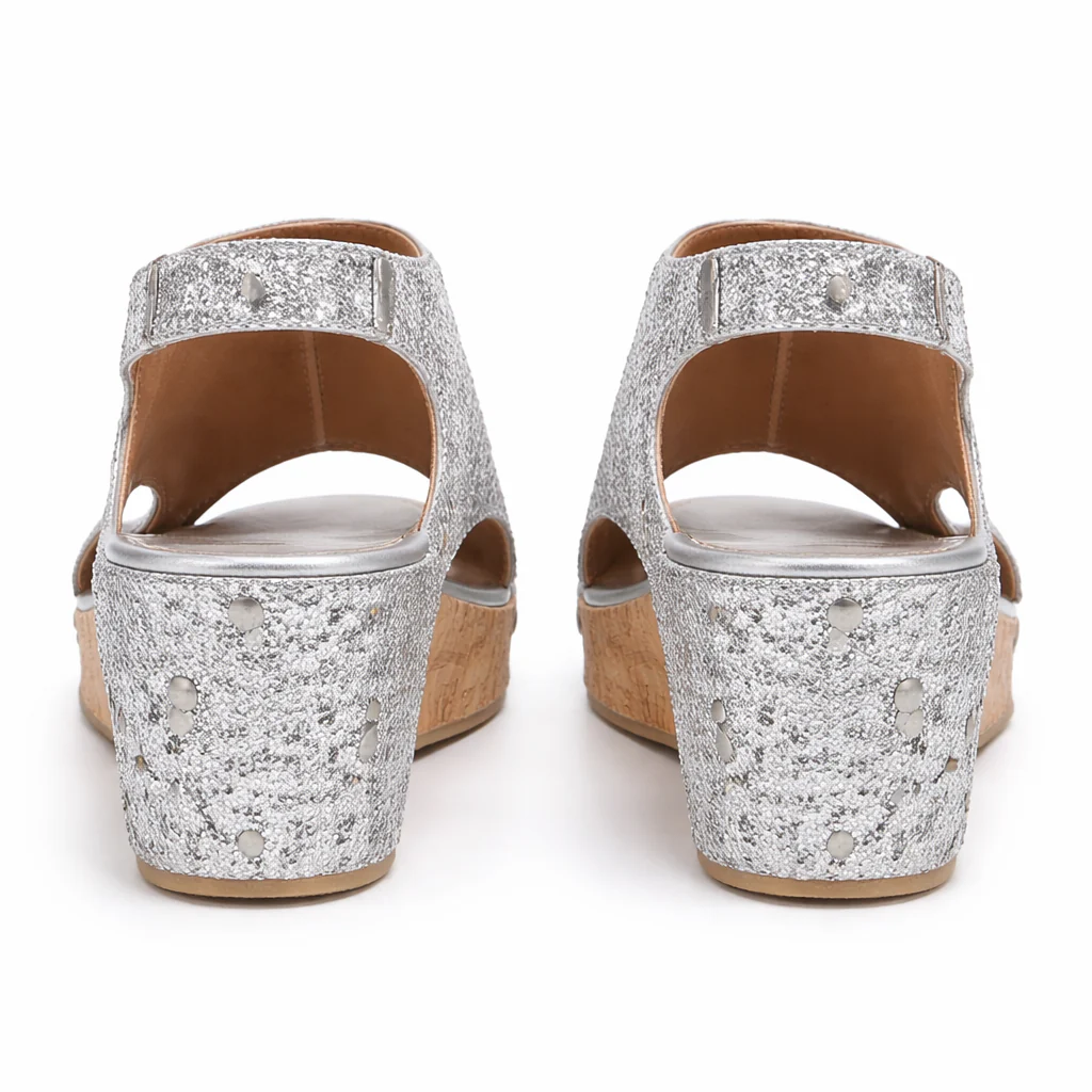 Sandales pour femmes | Bout ouvert, patchwork paillettes | Confort casual - Image 6