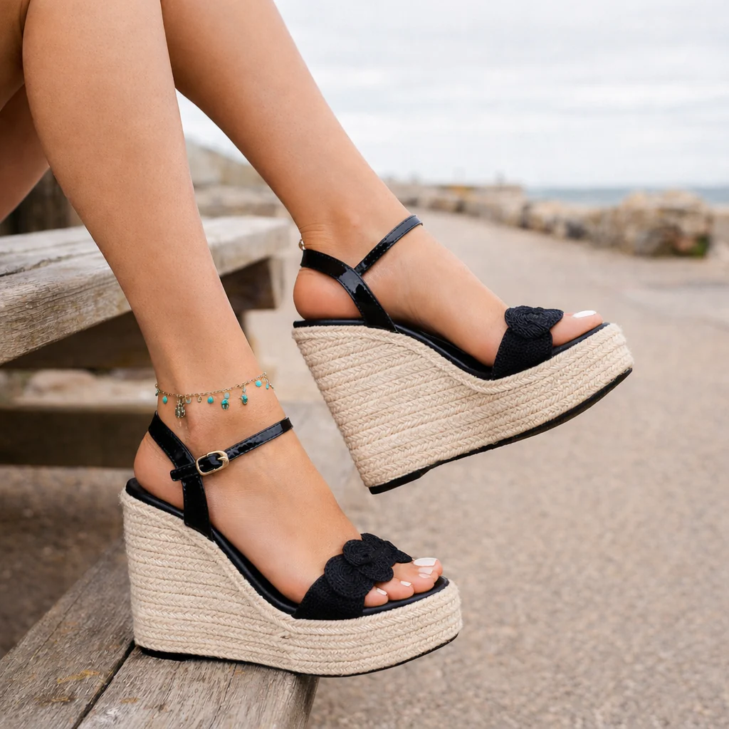 Sandales Compensées Femme | Bride Cheville, Plateforme | Espadrille, Soutien Rembourré
