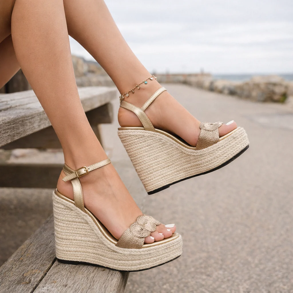 Sandales Compensées Femme | Bride Cheville, Plateforme | Espadrille, Soutien Rembourré - Image 2