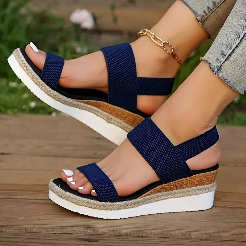 Sandales Compensées Femme | Espadrille, Style Plateforme | Lanière Élastique - Image 2