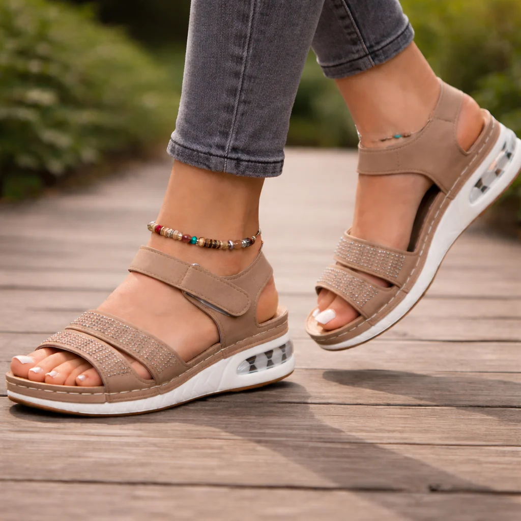Sandales Compensées Femme | Lanières Strass | Confort, Style Gladiateur - Image 4
