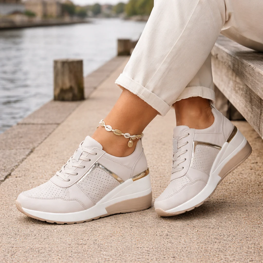 Baskets Compensées pour Femmes | Confortables, Élégantes | Perforées - Image 3