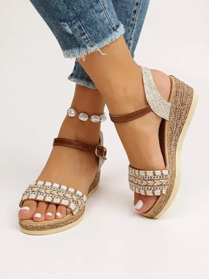Sandales Tissées Femme | Talon Compensé, Bride à Boucle - Image 2