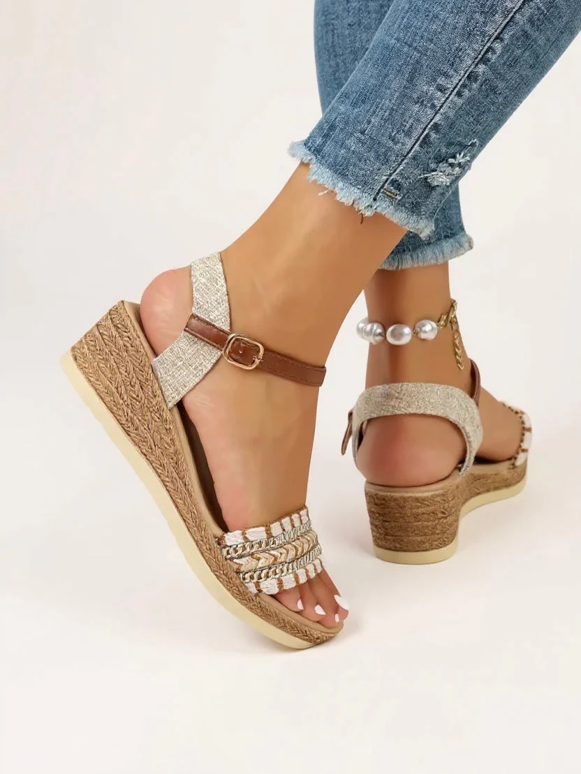 Sandales Tissées Femme | Talon Compensé, Bride à Boucle - Image 3