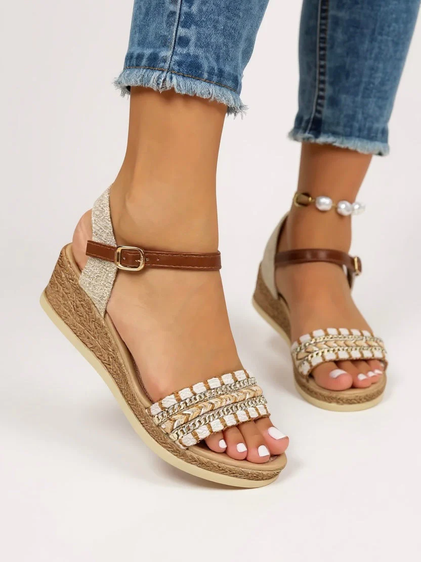 Sandales Tissées Femme | Talon Compensé, Bride à Boucle - Image 4