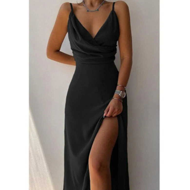 Yasmine Robe de Soirée Longue Élégante Fente Haute Décolleté Chic - Image 2
